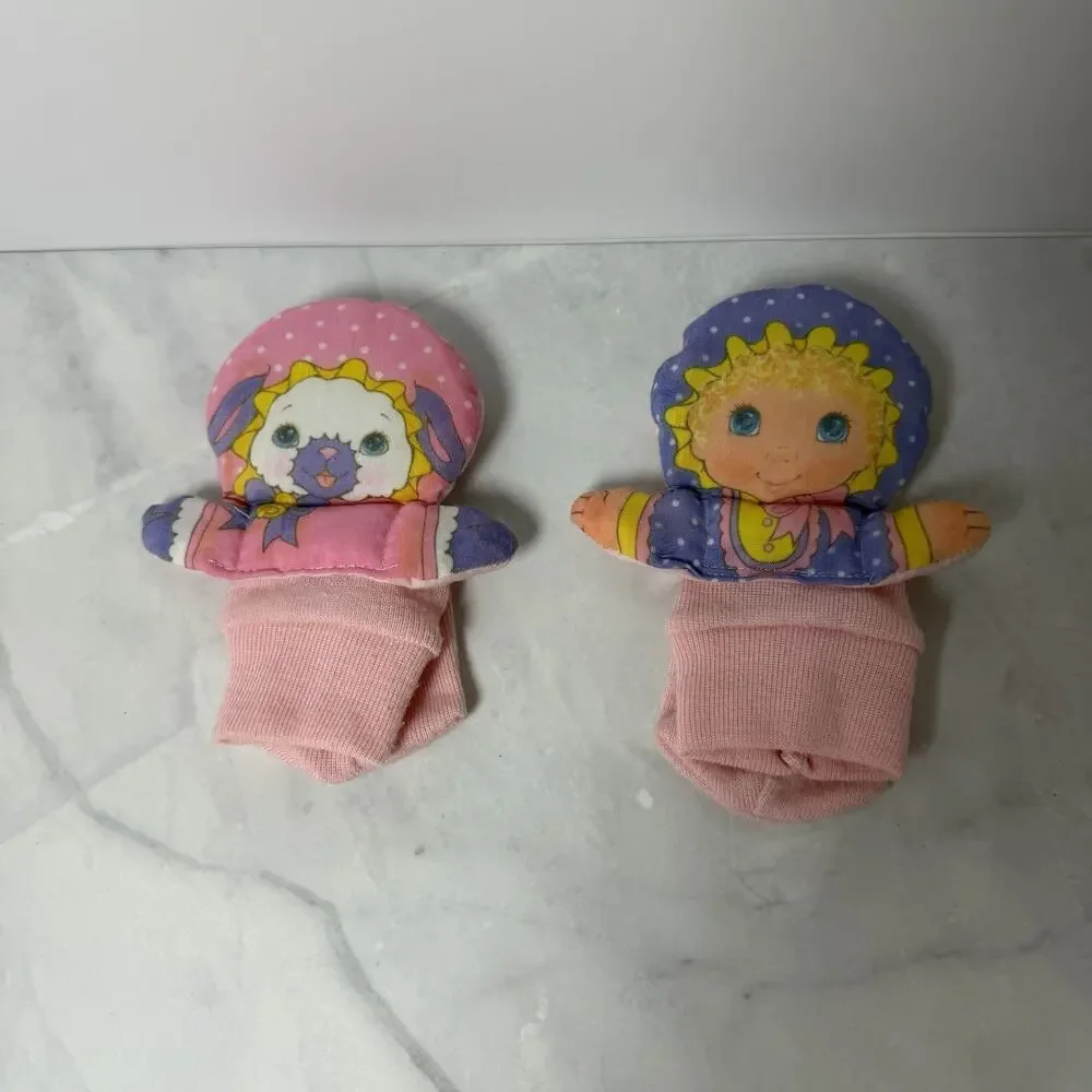 Vintage PLAYSKOOL 1986 Jammie Pies Foot Jingles Pink Lamb & Girl Sock Rattles
